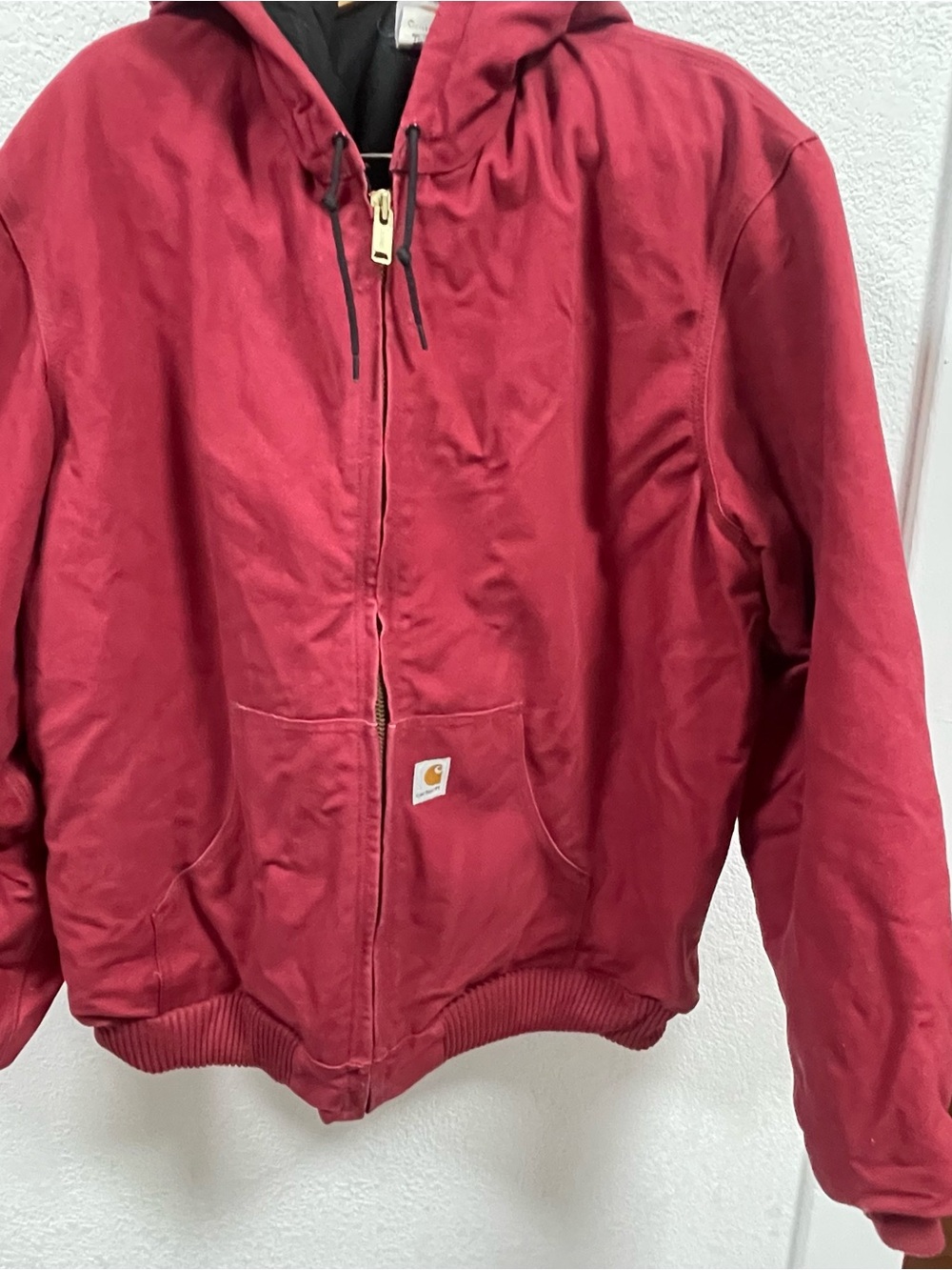 Rare Vintage 90s Carhartt  Burgundy Jacket Hooded Size 2XL Tall Made In USA